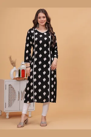 DRESSAR Abstract Printed V-Neck Straight Kurta
