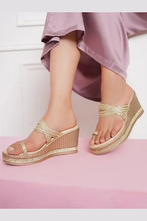 SHEZONE Women Ethnic - Embellished Wedge Sandals