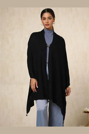 Soch Womens Black Acrylic Woven Design Shawl