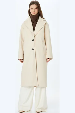 Koton Women Single-Breasted Longline Overcoat