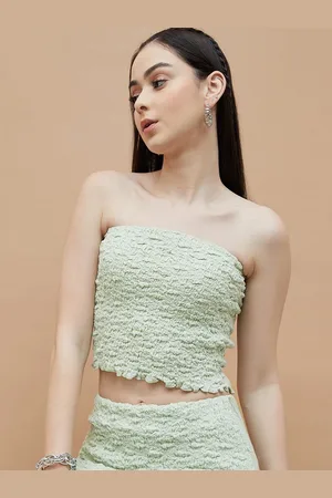 Lifestyle Women Self Design Sleeveless Cotton Crop Tube Top