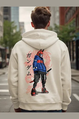 Bewakoof Gardenia Cyber Samurai Graphic Printed Oversized Sweatshirt