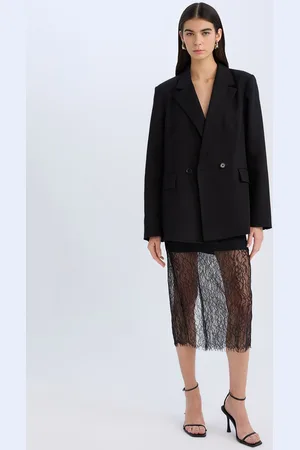 DeFacto Sheer Self-Design Straight Midi Skirts