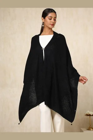 Soch Womens Black Acrylic Woven Design Shawl
