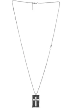 Police Men Silver-Toned & Black Necklace