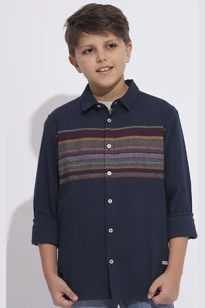 JACK & JONES Boys Horizontal Stripes Opaque Striped Casual Shirt
