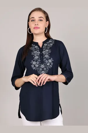 GRACIT Women Embroidered Mandarin Collar Tunics