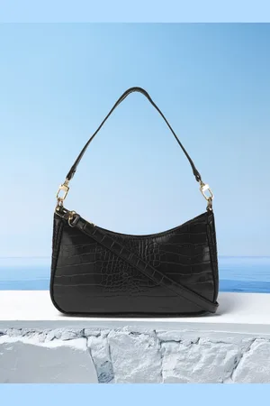 Mast & Harbour Women Black Textured Hobo Bag