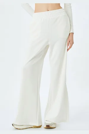 Koton Women Mid-Rise Flared Wide Leg Trouser