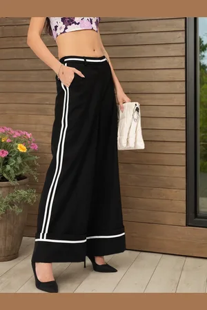 DressBerry Women Casual Sophistication Wide-Leg Trousers with Side-Stripes