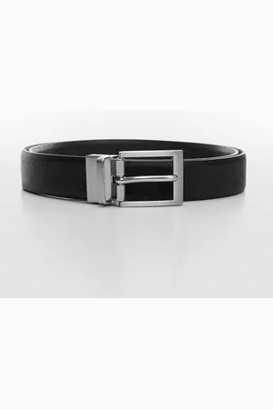 MANGO Textured Leather Formal Belt