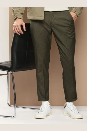 Invictus Men Self Design Pleated Casual Trousers