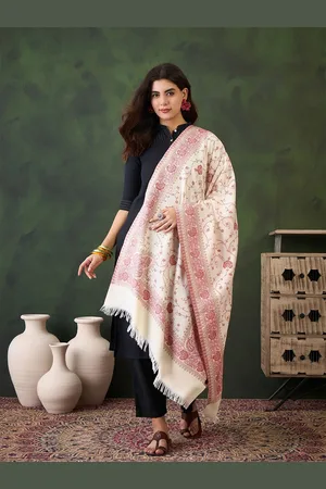 Sangria Floral Woven Design Winter Pashmina Shawl