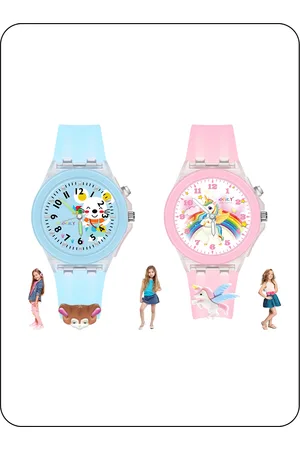 Spiky Kids Pack Of 2 Printed Dial & Embellished Straps Analogue Watch Combo_Unimonk