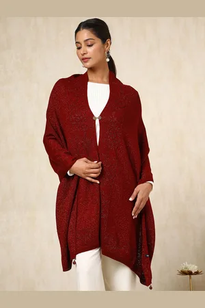 Soch Womens Maroon Acrylic Woven Design Shawl