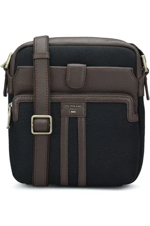 Da Milano Men Textured Leather Messenger Bag