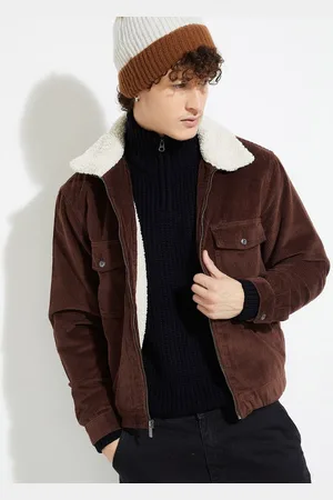 Max Collection URB_N Men Corduroy Jacket with Sherpa Collar