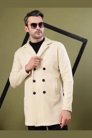 Rigo Men Notched Lapel Double Breasted Overcoat