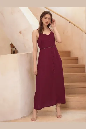Rare Fashion Women Shoulder Straps Crepe A - Line Dress