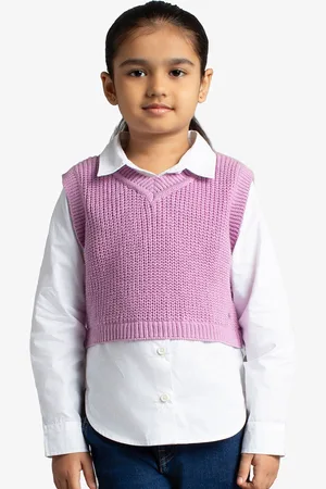 Ed-a-Mamma Girls Cotton Shirt With Sweater Vest