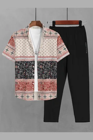bullmer Floral Printed Short Sleeves Shirt With Trousers