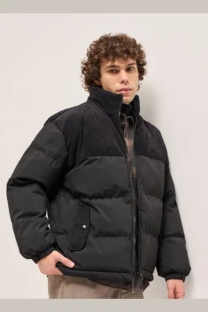 The Bear House Men Mock Collar Solid Casual Puffer Jacket