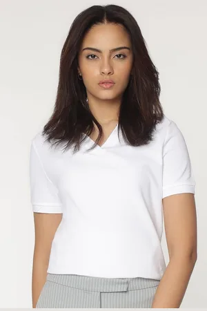 Marks & Spencer Women Polo Collar Solid Pure Cotton T-shirt