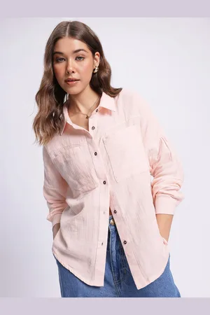 DressBerry Peach Power Pocket Detail Oversized Shirt