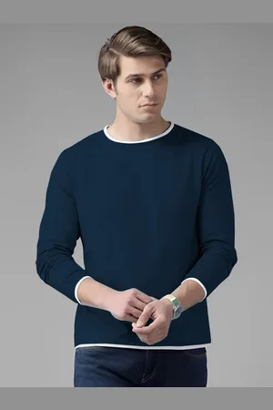 Ausk Men Solid Long Sleeves Round Neck Cotton Casual T-shirt