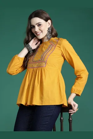 Sangria Women Embroidered Cotton Top