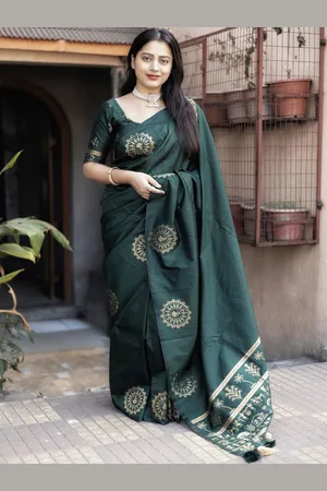 Mitera Women Woven Design Saree With Unstitched Blouse Piece