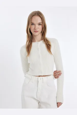 DeFacto Women Crop Cardigan with Fuzzy Detail