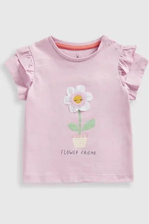 Mothercare Girls Floral Printed Round Neck Cotton T-shirt