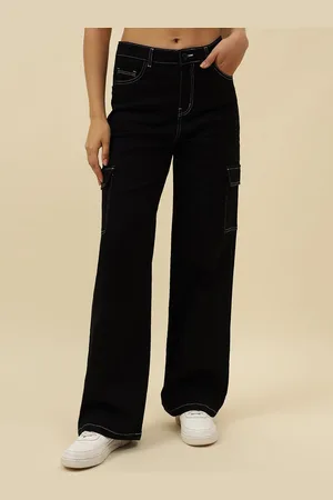 BEATNIK Women Lean Straight Fit High-Rise Stretchable Cargo Styles Jeans