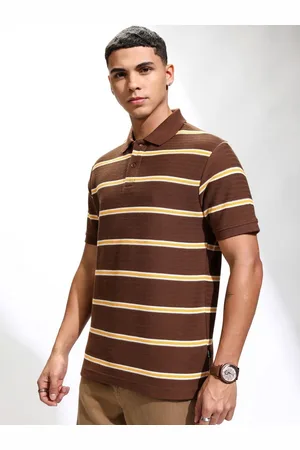 Highlander Men Striped Polo Collar Relaxed Fit T-shirt