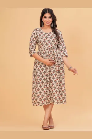 BAESD Women Floral Printed Maternity A-Line Midi Dress
