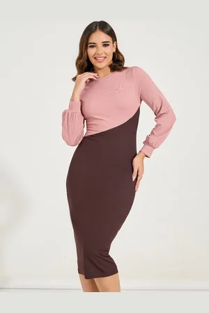 Styli Colourblocked Bodycon Midi Dress