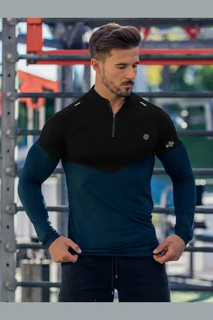 Ausk Men Solid Colourblocked Long Sleeves Sports T-shirt