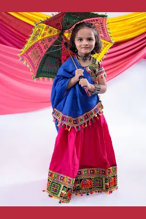 Banjara Girls Embroidered Ready to Wear Cotton Lehenga & Blouse With Dupatta