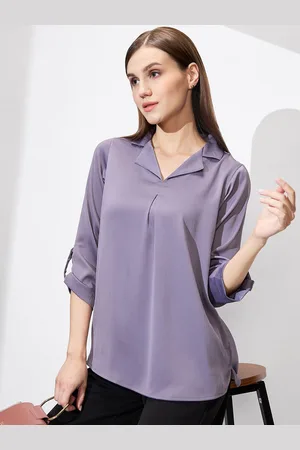 Globus Roll-Up Sleeves Monochrome Satin Shirt Style Top