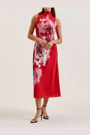 Ted Baker Women Printed High Neck A-Line midi Dress