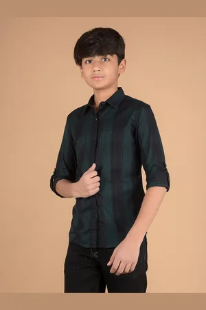 Crimsoune Club Boys Premium Slim Fit Tartan Checks Opaque Checked Casual Shirt