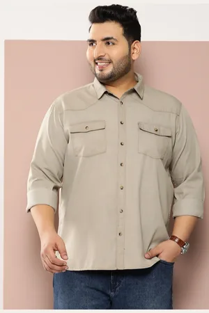 Sztori Men Plus Size Classic Solid Casual Shirt