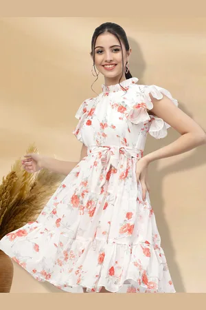 BAESD Floral Print Applique Fit & Flare Dress