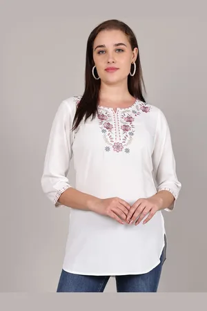 GRACIT Yoke Women Floral Embroidery Tunics