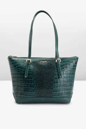 Da Milano Croc Textured Leather Structured Shoulder Bag