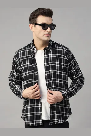 HANCOCK Men Standard Slim Fit Flannel Tartan Checks Opaque Pure Cotton Casual Shirt