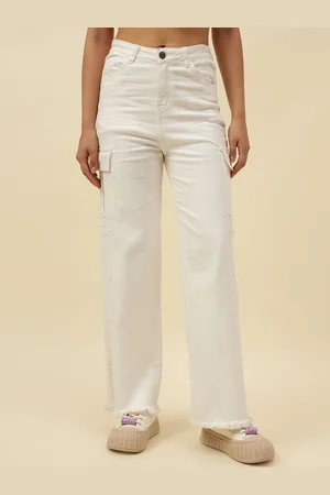 BEATNIK Women Lean Straight Fit High-Rise Stretchable Cargo Jeans