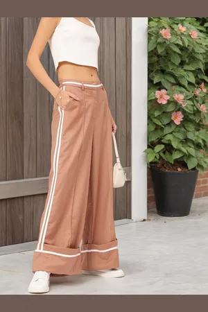 DressBerry Women Versatile Staple Wide-Leg Trousers with Side-Stripes