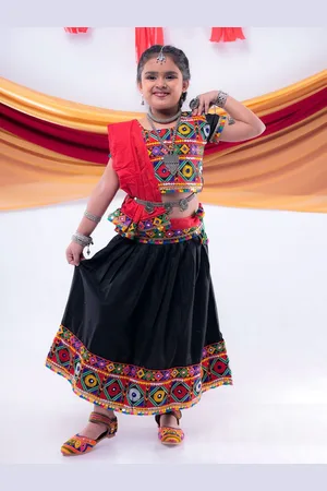 Banjara Girls Embroidered Ready to Wear Cotton Lehenga & Blouse With Dupatta